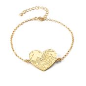 Herzensbindungen Gravierte Karte Armband [750er Gold Vermeil]