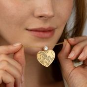 Ties of Heart Engraved Map Necklace With 1 Ct Diamond [14 Karat Gold]