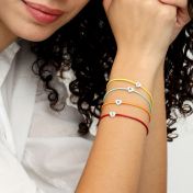 Ties of Heart Initial Bracelet - Yellow Cord [Sterling Silver]