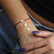 Ties of Heart Initial Bracelet - Yellow Cord [Sterling Silver]