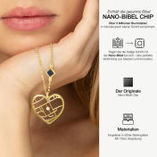 Herzensbindungen Karten Kette mit Nano Bibel [750er Gold Vermeil]