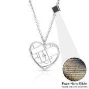 Collier Carte Liens du Cœur avec Nano Bible [Argent 925]