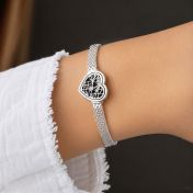 Herzensbindungen Silhouette Armband mit Milanaise Kette und Landkarte [Silber]