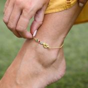 Bracelet de Cheville Liens du Coeur avec Pierres de Naissance [Plaqué Or 18ct]