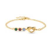 Bracciale Nodi del Cuore con Pietra di Nascita [Oro Vermeil 18kt]