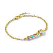 Herzensbindungen Geburtsstein Armband mit einem Diamanten [750er vergoldet]