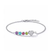 Bracelet Liens du Cœur avec Pierre de Naissance et Diamant – Argent 925