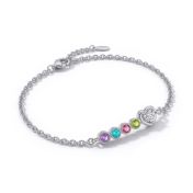Bracelet Liens du Cœur avec Pierre de Naissance et Diamant – Argent 925
