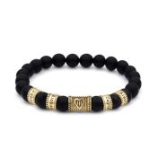 Bracelet Onyx Noir Liens du Cœur avec Prénoms pour Femme - Plaqué Or 18ct
