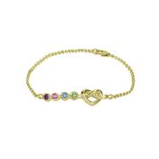 Bracelet de Cheville Liens du Coeur avec Pierres de Naissance [Plaqué Or 18ct]