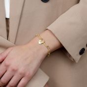 Banden van het Hart Initialen Paperclip Armband [18K Goud Vermeil]