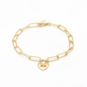 Banden van het Hart Initialen Paperclip Armband [18K Goud Vermeil]
