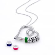 Ties of the Heart Name Necklace with Green Charm [Sterling Silver]