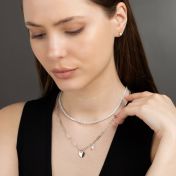 Ties Of The Heart Initials Paperclip Necklace with 0.50ct Diamond [Sterling Silver]