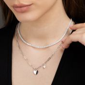 Ties Of The Heart Initials Paperclip Necklace with 0.50ct Diamond [Sterling Silver]