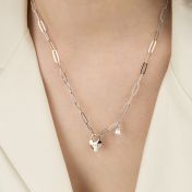 Ties Of The Heart Initials Paperclip Necklace with 0.50ct Diamond [Sterling Silver]
