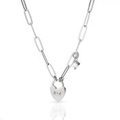 Ties Of The Heart Initials Paperclip Necklace with 0.50ct Diamond [Sterling Silver]