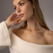 Collier Carte Liens du Cœur avec Diamant Cœur - Plaqué Or 18ct