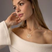 Collier Carte Liens du Cœur avec Diamant Cœur - Vermeil 18ct