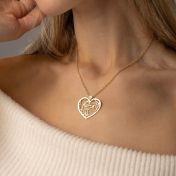 Collier Carte Liens du Cœur avec Diamant Cœur - Plaqué Or 18ct