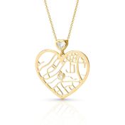 Collier Carte Liens du Cœur avec Diamant Cœur - Vermeil 18ct