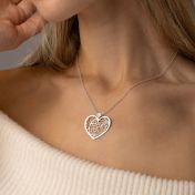 Ties of Heart Map Necklace with Heart Diamond [14 Karat White Gold]