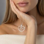 Ties of Heart Map Necklace with Heart Diamond [14 Karat White Gold]