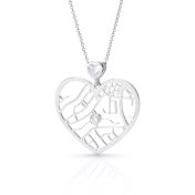 Ties of Heart Map Necklace with Heart Diamond [14 Karat White Gold]
