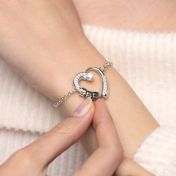 Herzensbindungen Armband mit Gravur und Diamanten [Silber]