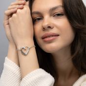 Herzensbindungen Armband mit Gravur und Diamanten [Silber]