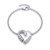 Herzensbindungen Armband mit Gravur und Diamanten [Silber]