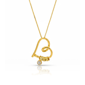 Herzensbindungen Halskette mit Gravur und einem 1,0 Kt Diamanten [750er Gold Vermeil]