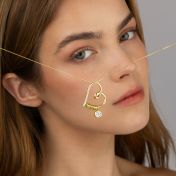 Herzensbindungen Halskette mit Gravur und einem 1,0 Kt Diamanten [750er Gold Vermeil]