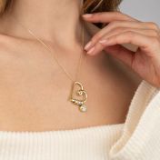 Herzensbindungen Halskette mit Gravur und einem 1,0 Kt Diamanten [750er Gold Vermeil]