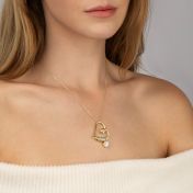Herzensbindungen Halskette mit Gravur und einem 1,0 Kt Diamanten [750er Gold Vermeil]