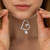 Ties of the Heart Name Necklace with 1ct Diamond Charm [Sterling Silver]