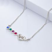 Collar de Piedras de Nacimiento Lazos de Corazón [Plata de ley]