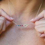 Collar de Piedras de Nacimiento Lazos de Corazón [Plata de ley]