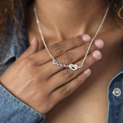 Collar de Piedras de Nacimiento Lazos de Corazón [Plata de ley]