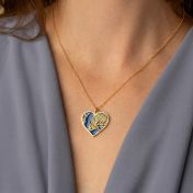 Ties of Heart Aqua Silhouette Map Necklace [18K Gold Plated]