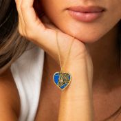 Ties of Heart Aqua Silhouette Map Necklace [18K Gold Vermeil]
