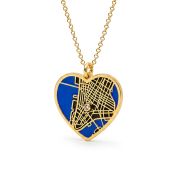 Ties of Heart Aqua Silhouette Map Necklace [18K Gold Plated]