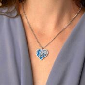 Collier Liens du Cœur Carte Silhouette Aqua
