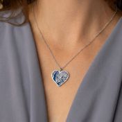 Collier Liens du Cœur Carte Silhouette Aqua - Argent 925