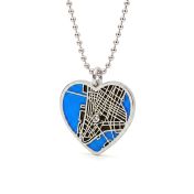 Collier Liens du Cœur Carte Silhouette Aqua