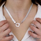 Emma Circle Milanese Chain Necklace [Sterling Silver] - with Name Charms
