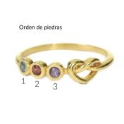 Anillo Lazos del Corazón con Piedras de Nacimiento [Bañado en Oro de 18K]
