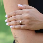 Bague Sérénité avec Gravures et Pierres de Naissance [Plaqué Or Rose 18ct]