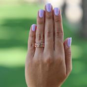 Bague Sérénité avec Gravures et Pierres de Naissance [Plaqué Or Rose 18ct]