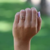 Bague Sérénité avec Gravures et Pierres de Naissance [Plaqué Or Rose 18ct]